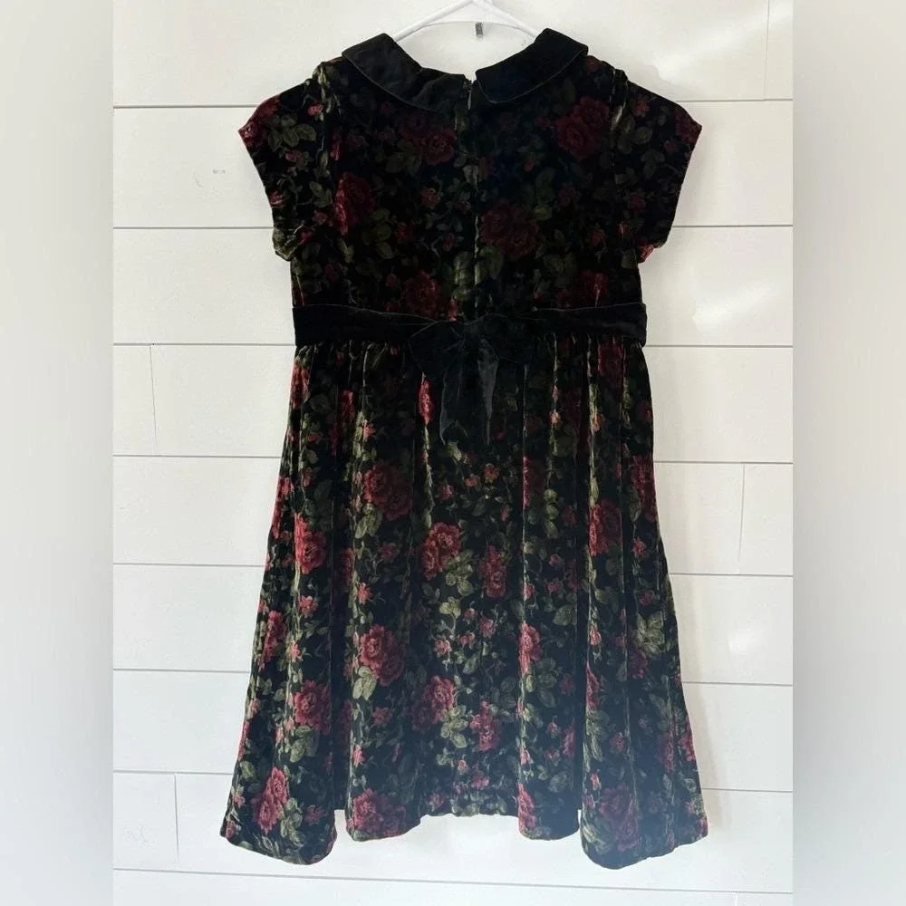 Gymboree Girls Velvet Floral Holiday‎ Valentine Dress Peter Pan Collar Size 9